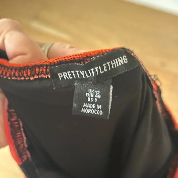 PrettyLittleThing Red Floral Mesh Low Rise Maxi Skirt US 8 - Picture 6 of 8